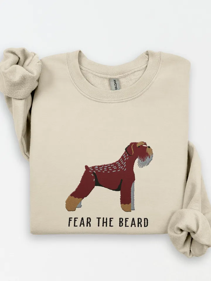 Fear the Beard Sweatshirt (Embroidered) of a Schnauzer(Brown) product image (1)