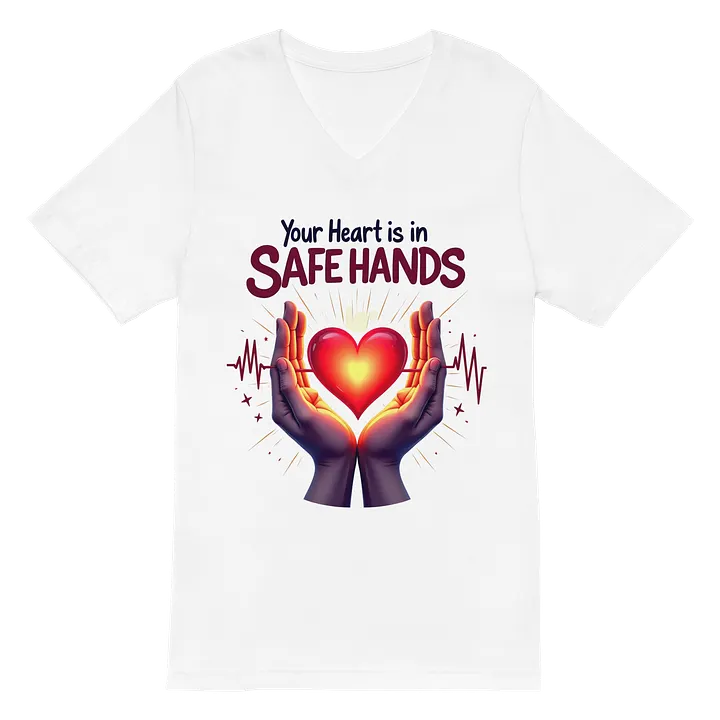 Glowing Heart Safe Hands V-Neck Tee product image (2)