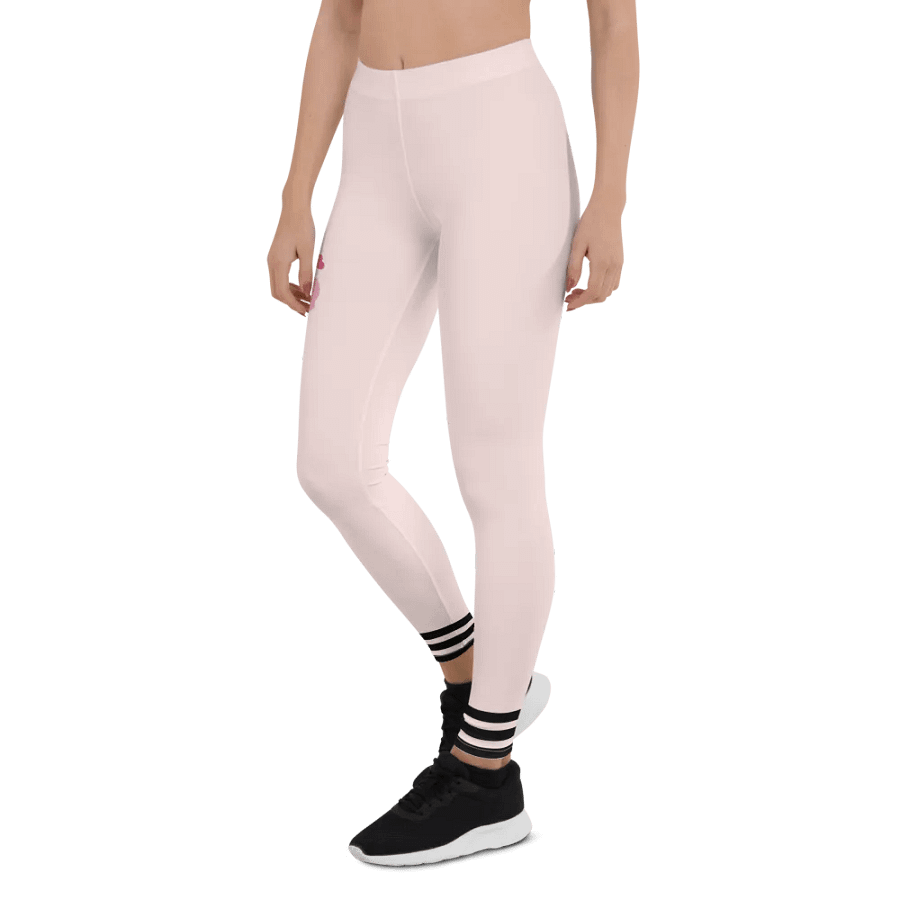 All-Over Print Leggings-Backfill Misty Rose colour with Pink Lady design black stripes product image (6)