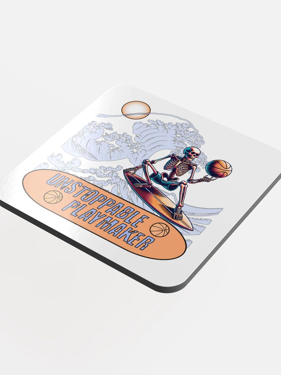 Unstoppable Playmaker Skeleton Basketball Surfer Cork Coaster product image (4)