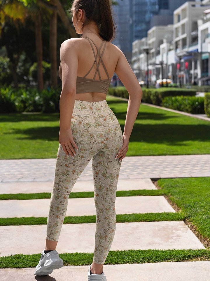 High-Waisted Leggings "Elegant Neutral Beige Chintz" product image (1)