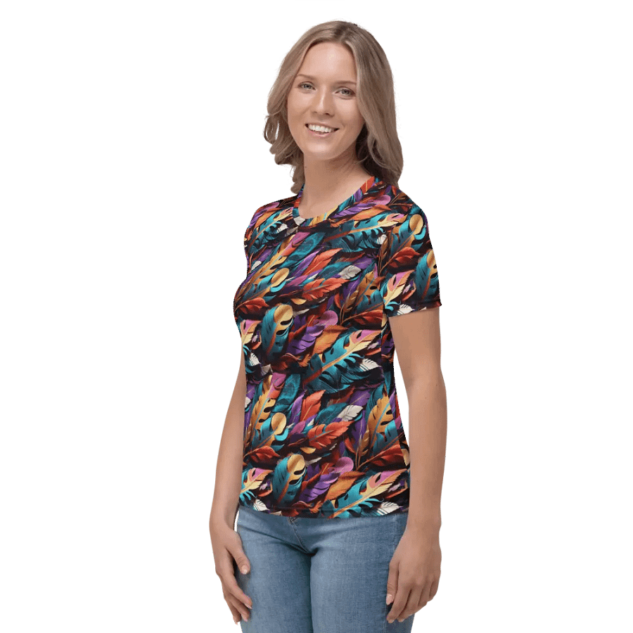Colorful Feather Pattern All Over Print T-shirt product image (5)