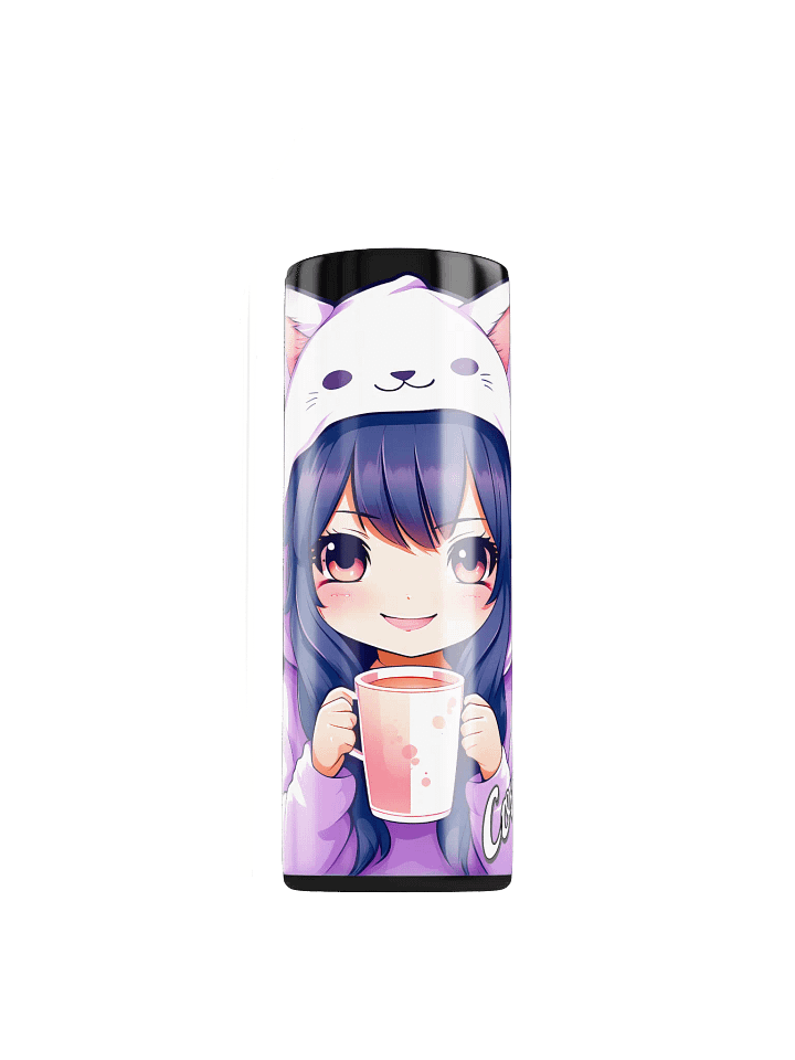 Cozy Kawaii Anime Girl 20 oz Skinny Stainless Steel Tumbler - Black product image (1)