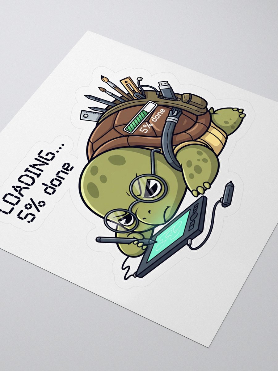 Techie Turtle on Drawing Tablet Kiss Cut Sticker product image (3)
