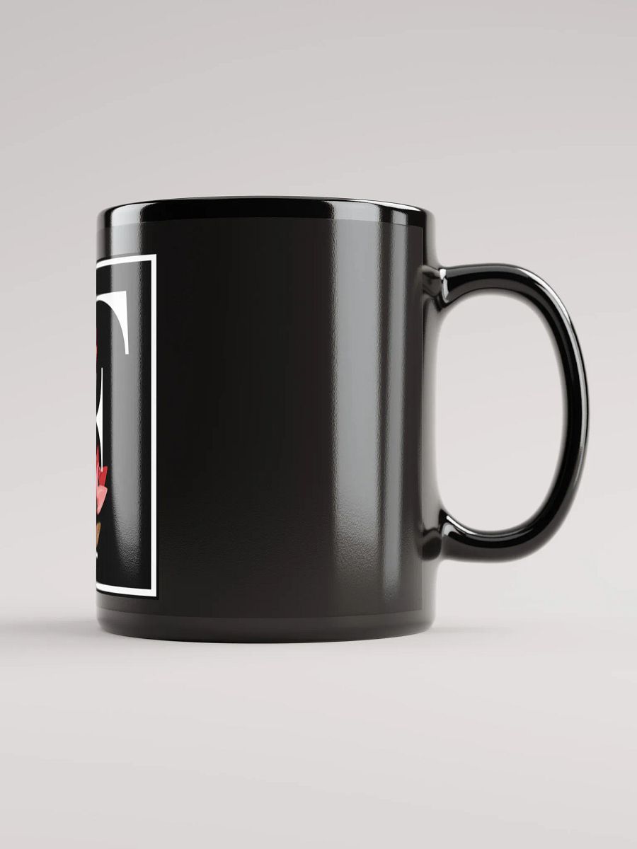Elegant Floral Letter F Black Glossy Mug product image (1)