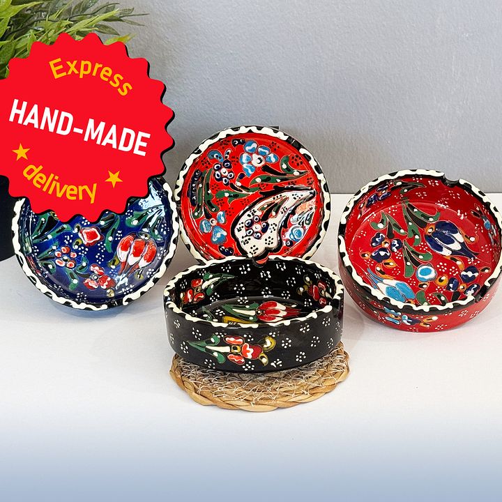 Ceramic ashtray — handmade pottery, handmade ceramic, home decor, handmade gift, Turkish ceramic product image (1)