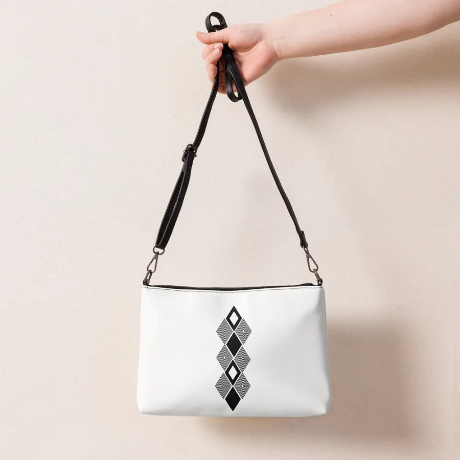 Black and white triangle design crossbody bag product image (4)