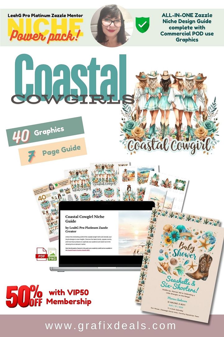 Coastal Cowgirl Graphics and Design Guide for Zazzle Print on Demand Creators product image (1)