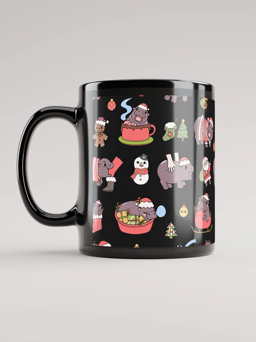 MOODENG'S CHRISTMAS BLACK GLOSSY MUG! product image (1)