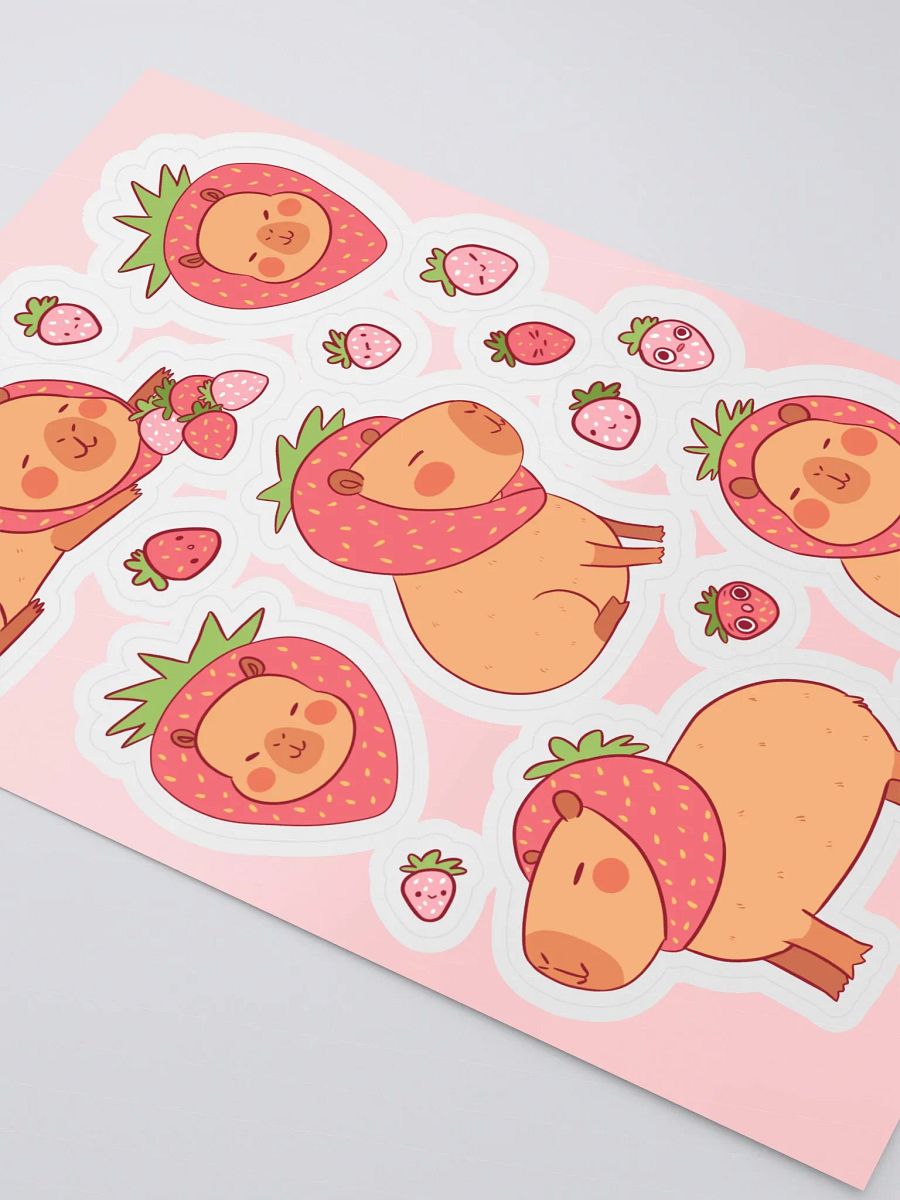 Delightful Capybara & Strawberry Sticker Sheet product image (3)