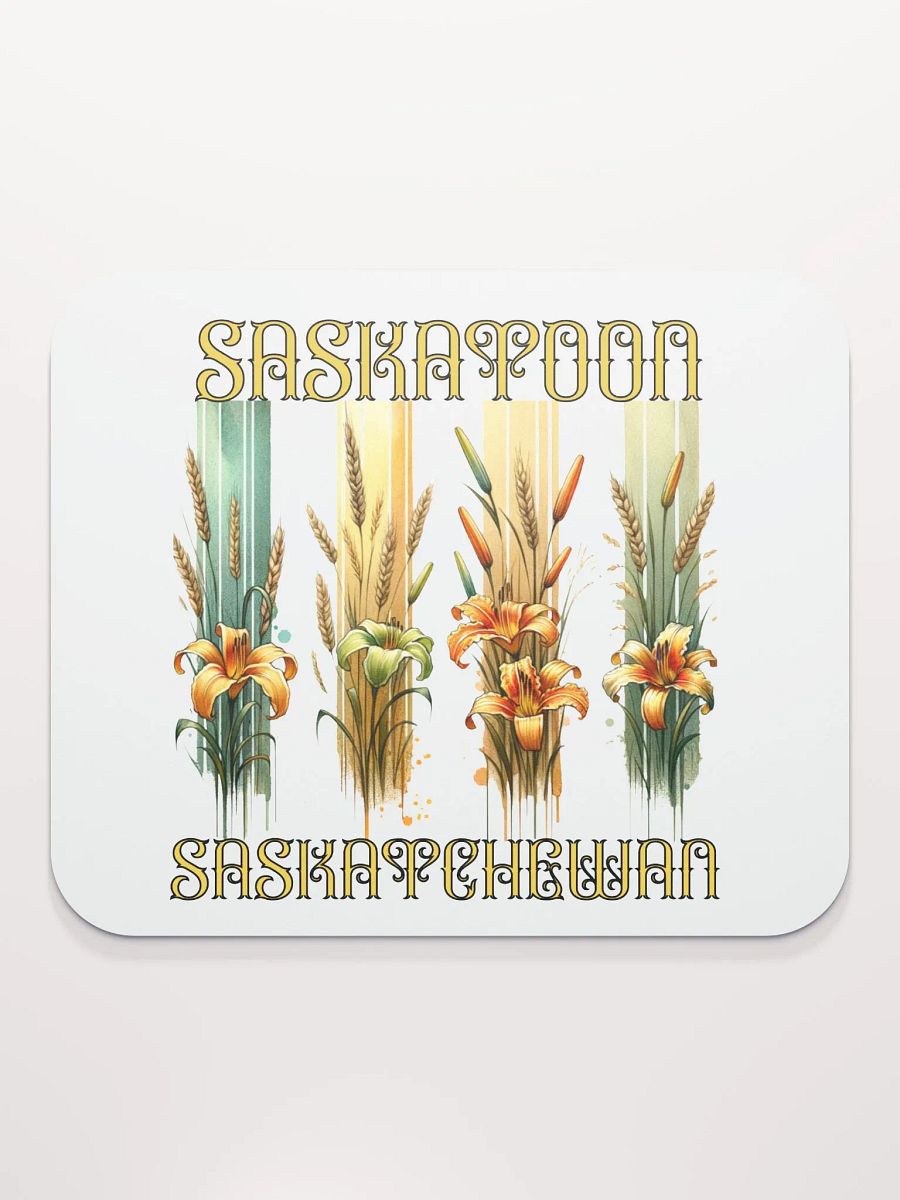 Saskatoon Saskatchewan 4 Vertical Tiger Lily Wheat Art Deco Floral Mouse Pad product image (1)