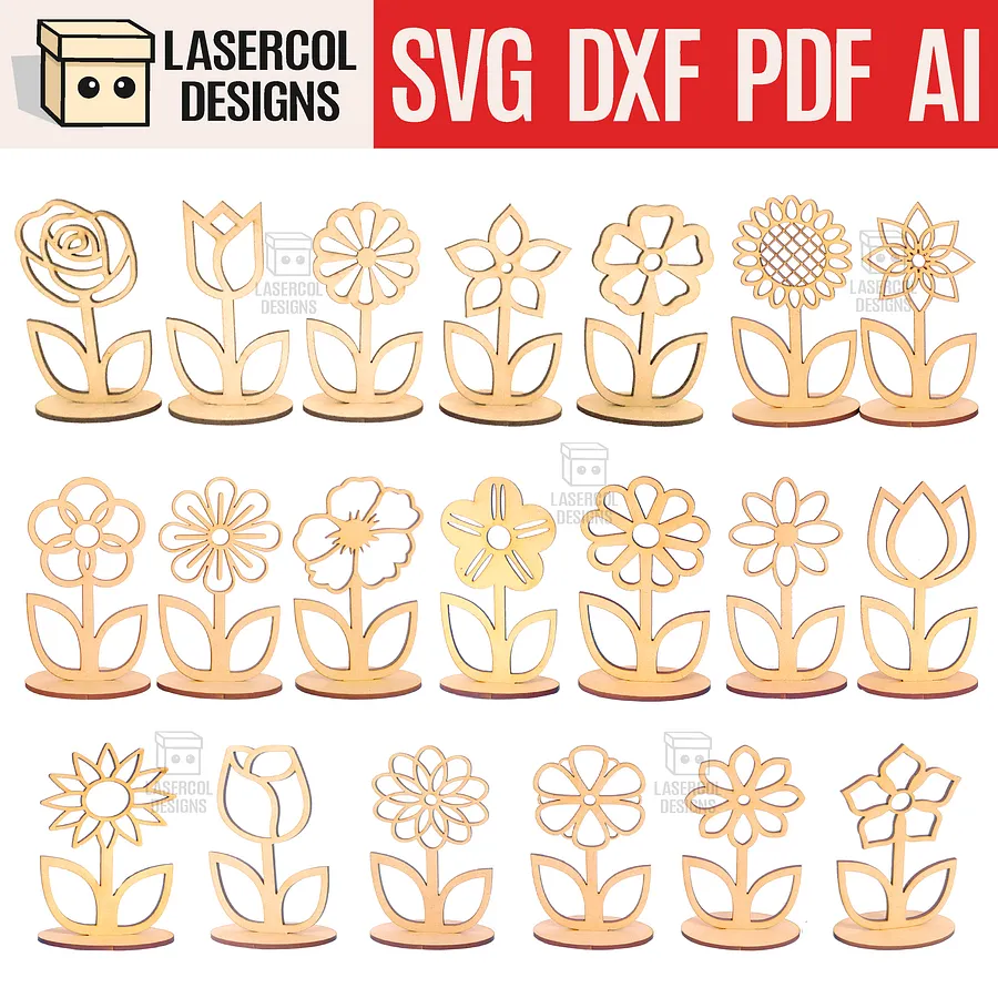 Flowers Bundle (Set 1-2-3-4) - Laser Cut Files product image (1)