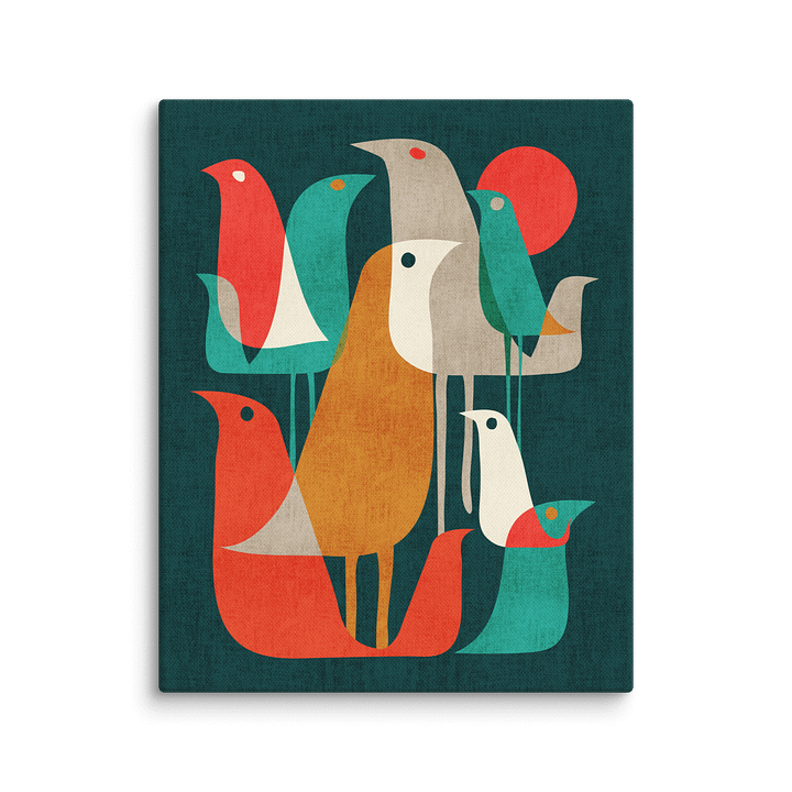 Mid-century birds canvas art print product image (1)