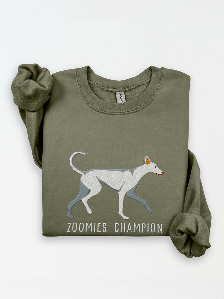 Zoomies Champion Sweatshirt (Embroidered) of an Ibizan Hound(White) product image (1)