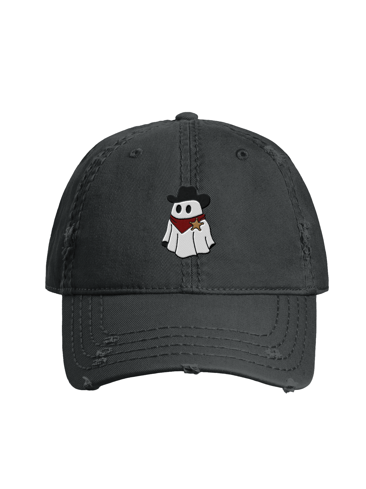 Halloween '25 Ghost Cowboy Embroidered Distressed Dad Hat product image (1)