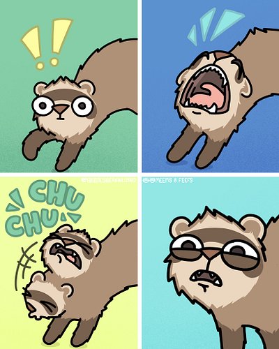 Feef is of course drawn after my very own Feefs, who was the sweetest lil boy. 
He was cuddly and always cute, and as my husb...