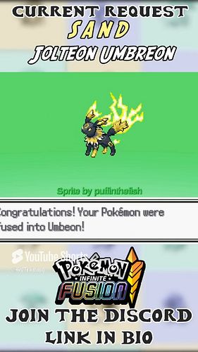 Umbreon x Jolteon!
Thanks for the requests, SAND! 
Leave a comment with your fusion requests!

[TAGS] #pokemoninfinitefusion ...