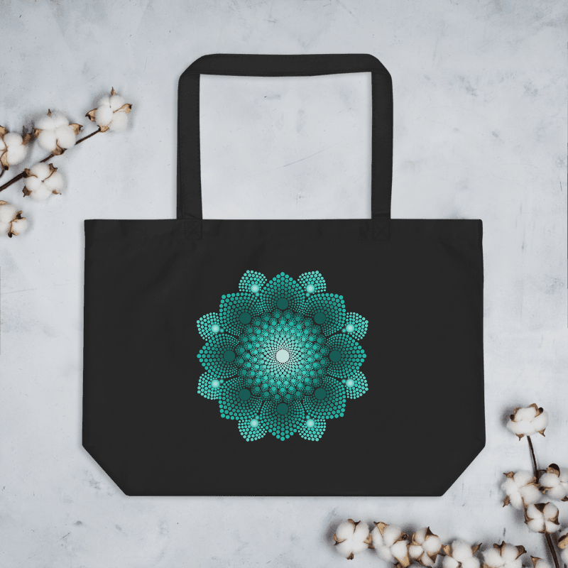 Turquoise Dot Mandala Organic Cotton Tote Bag product image (3)