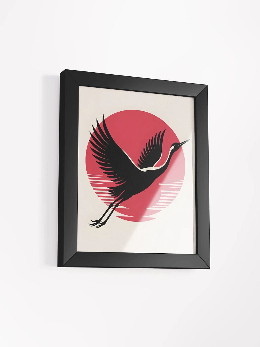 Flying Crane and Sun Framed Print | Japanese Art Wall Decor product image (2)
