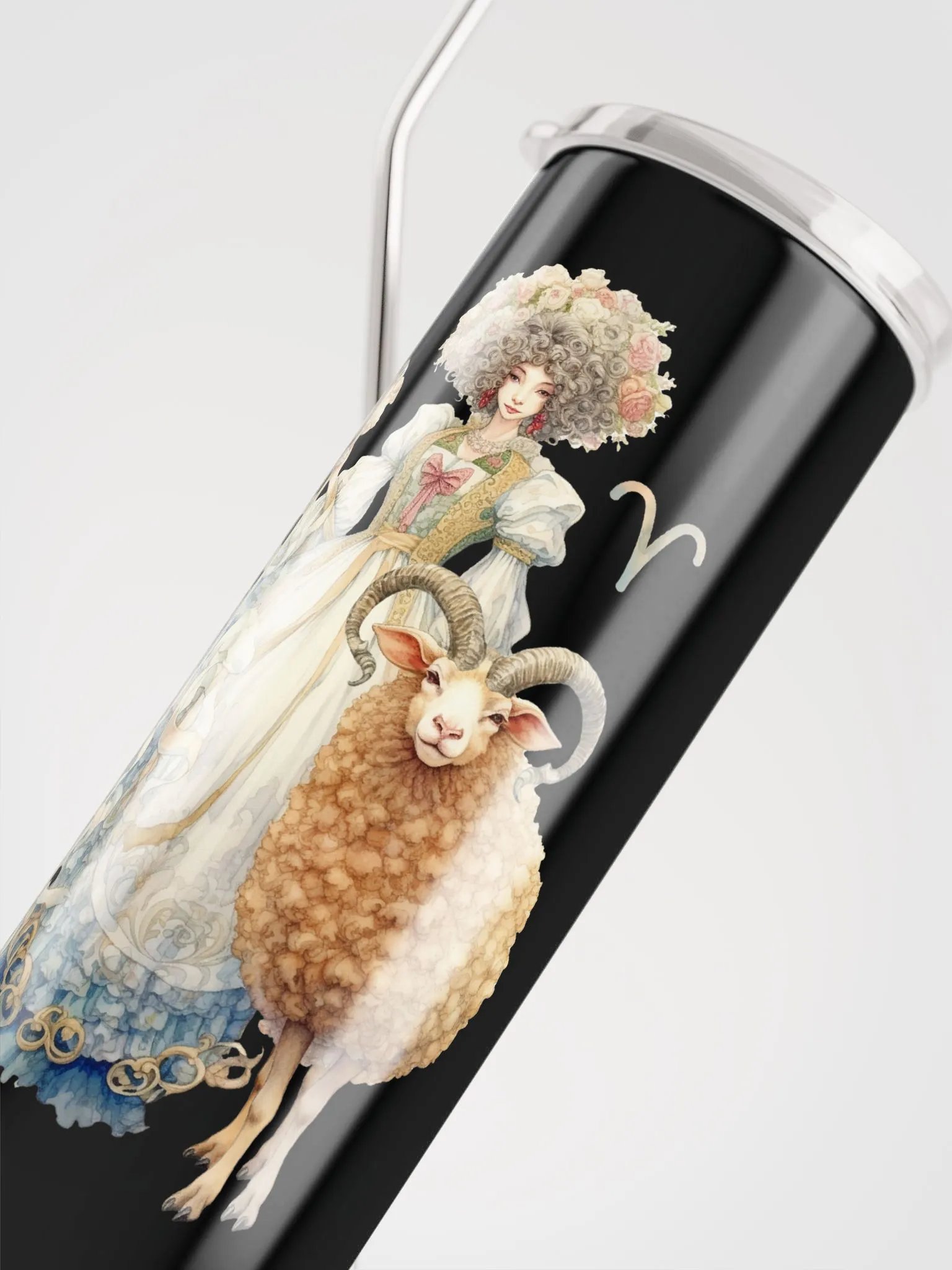 Aries Woman Illustrated Zodiac Stainless Steel Tumbler - Sip in Celestial Style! ♈ product image (5)