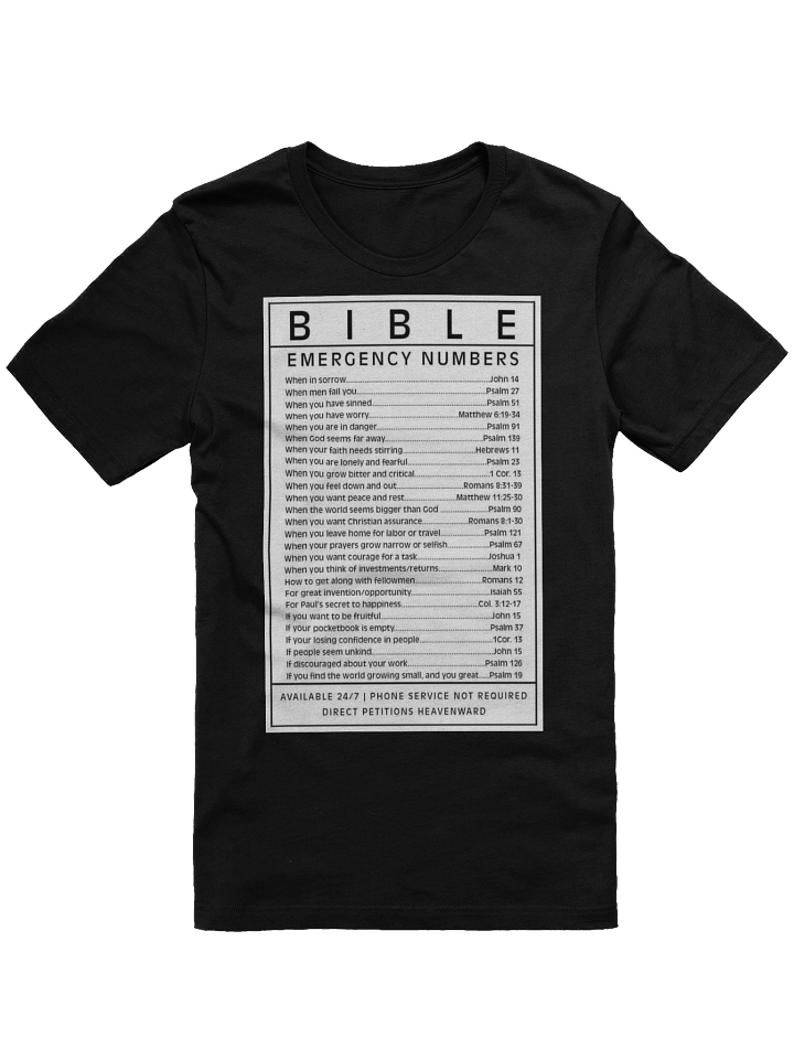 Bible Emergency Numbers T-Shirt product image (1)