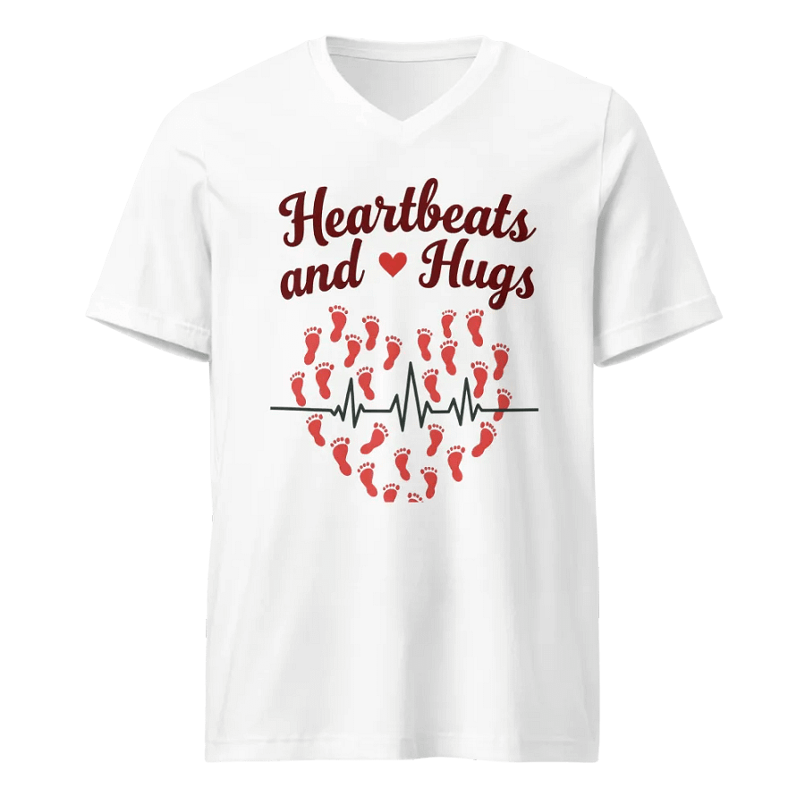 EKG Heartbeats and Hugs V-Neck Tee product image (1)