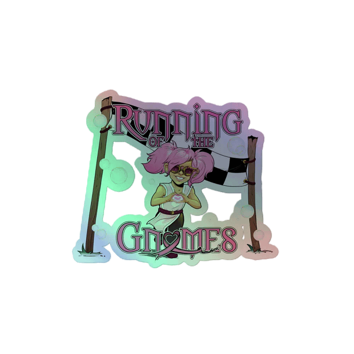 Running of the Gnomes Race Banner-- Cutout Edition -- by Mischi - Holo Sticker product image (2)