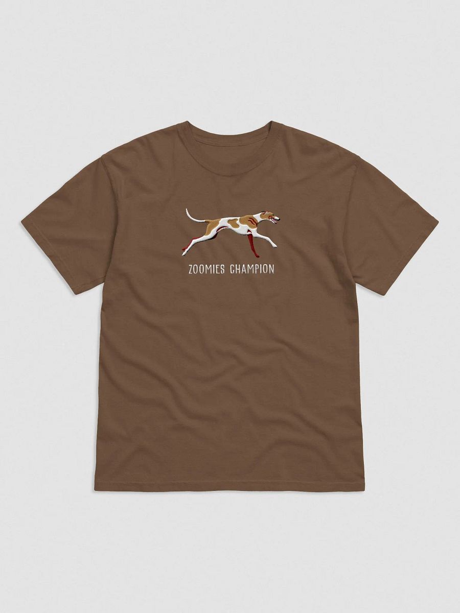 Zoomies Champion T-Shirt(Embroidered) of a Greyhound(Tan & White)) product image (4)