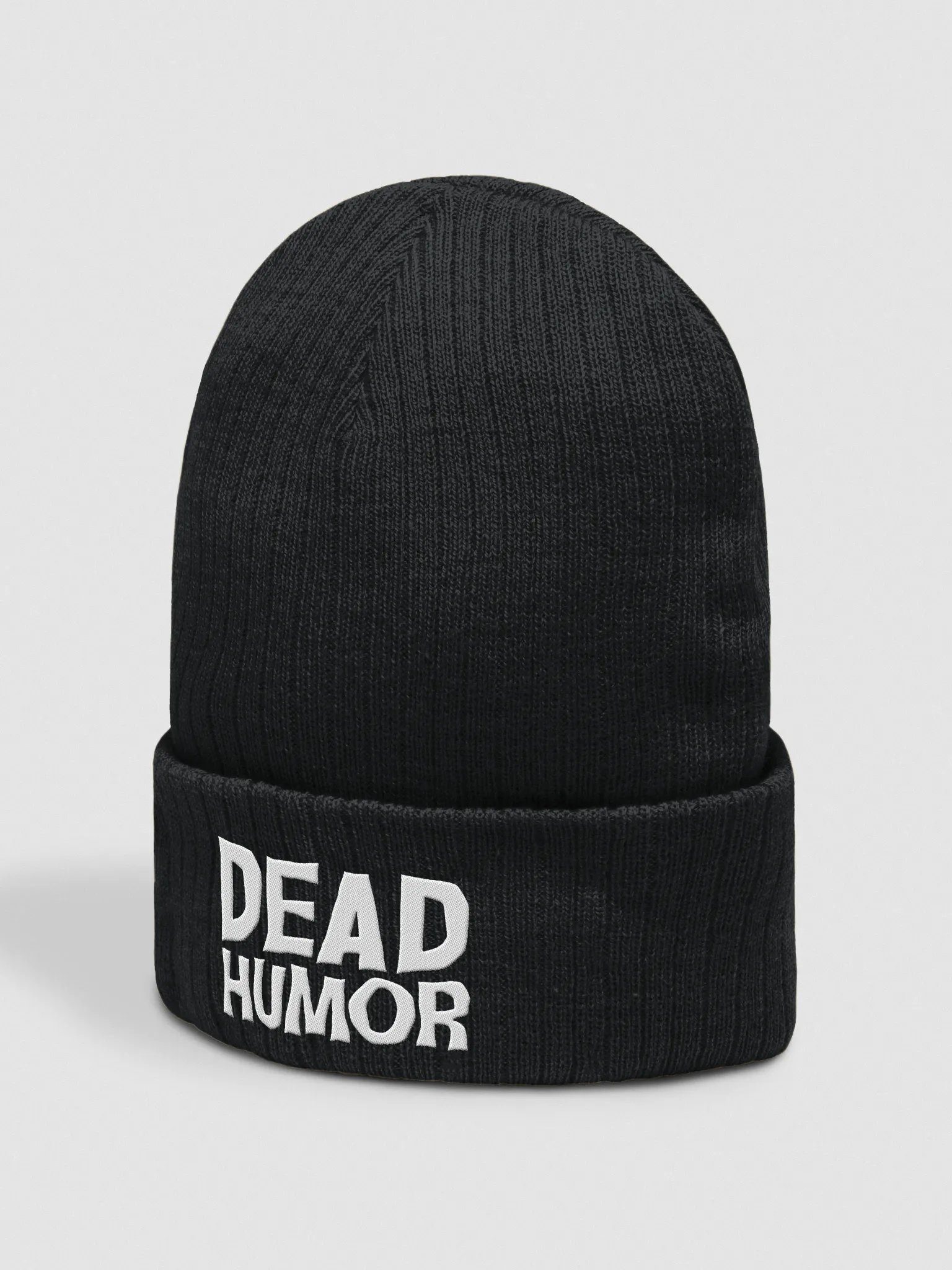Dead Humor Spooky Text Black Embroidered Beanie product image (2)