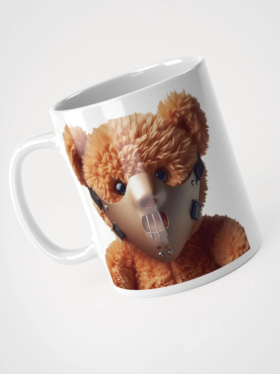 Teddy Bear Wearing a Hannibal Lector Mask #Humorous Glossy Mug - White product image (7)