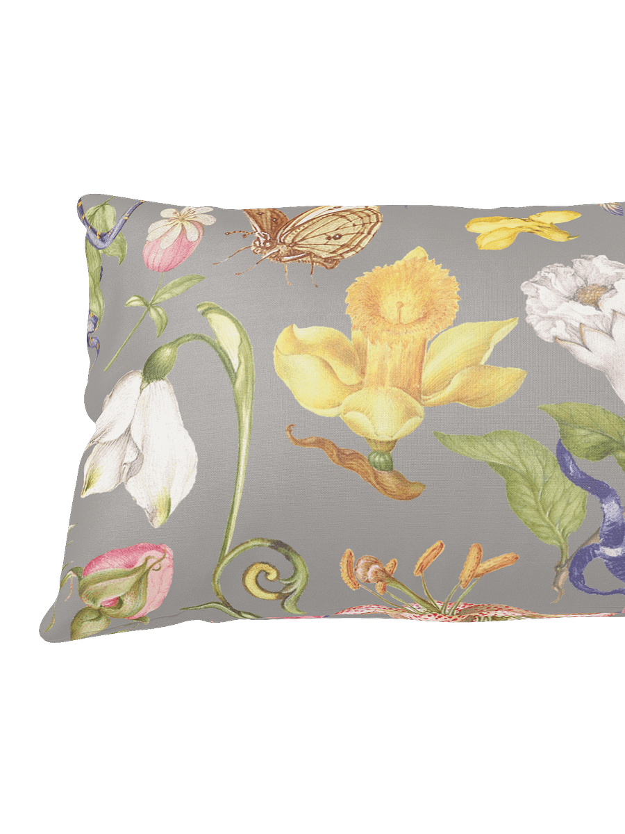 Vintage-Inspired Floral & Butterfly All-Over Print Pillow – Gray product image (9)