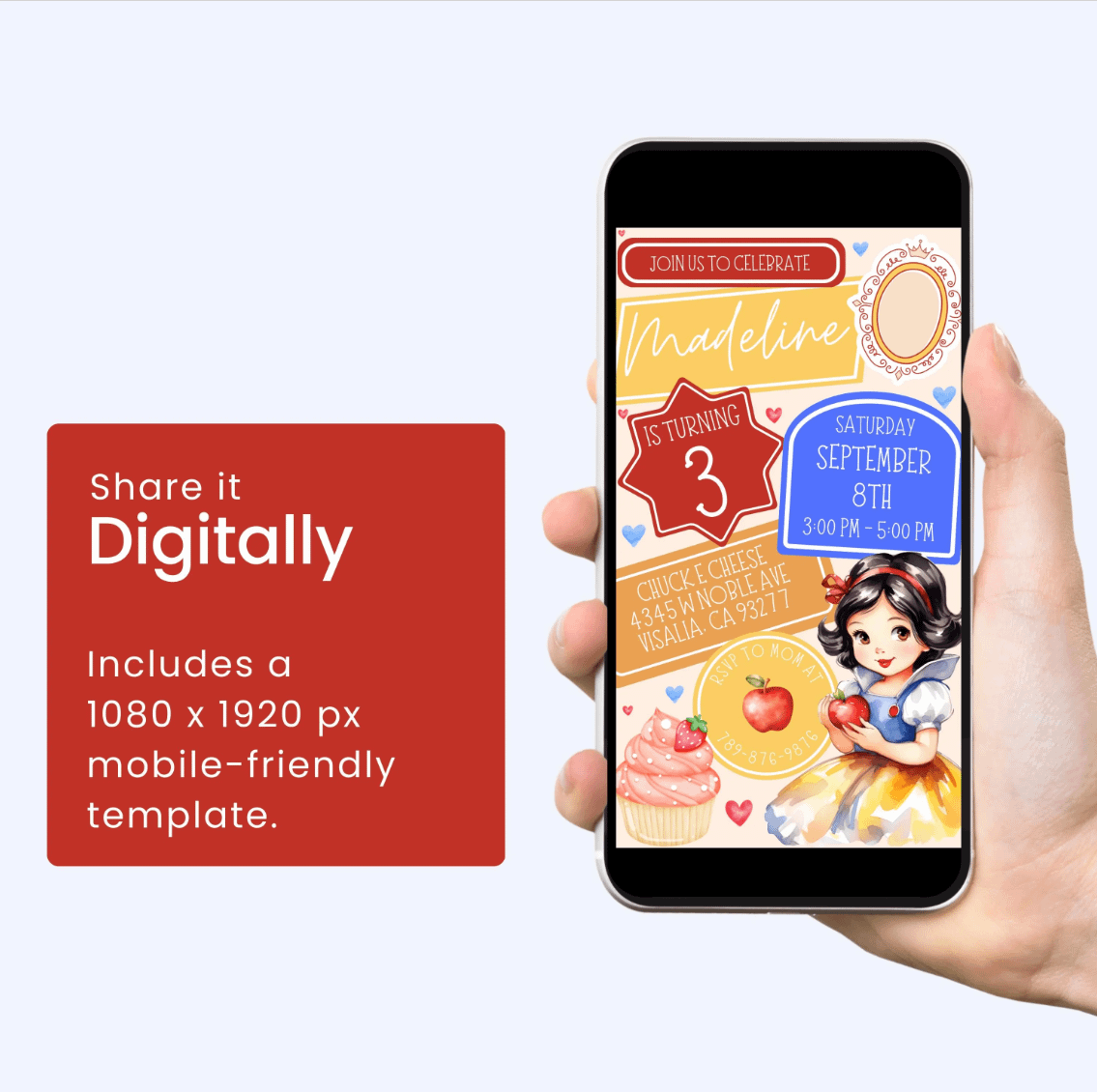 Snow White Birthday Invitation | Princess Party | Fairy Tale Theme | Editable Canva Template | Instant Download | DIY Invitation product image (2)