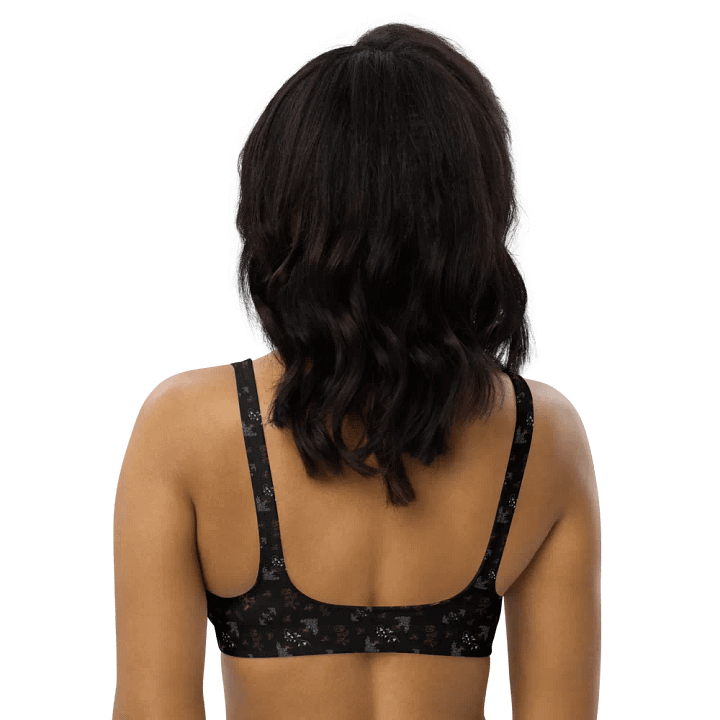 Magenta and White Flowers on Black Eco-Green Padded Bikini Top product image (2)