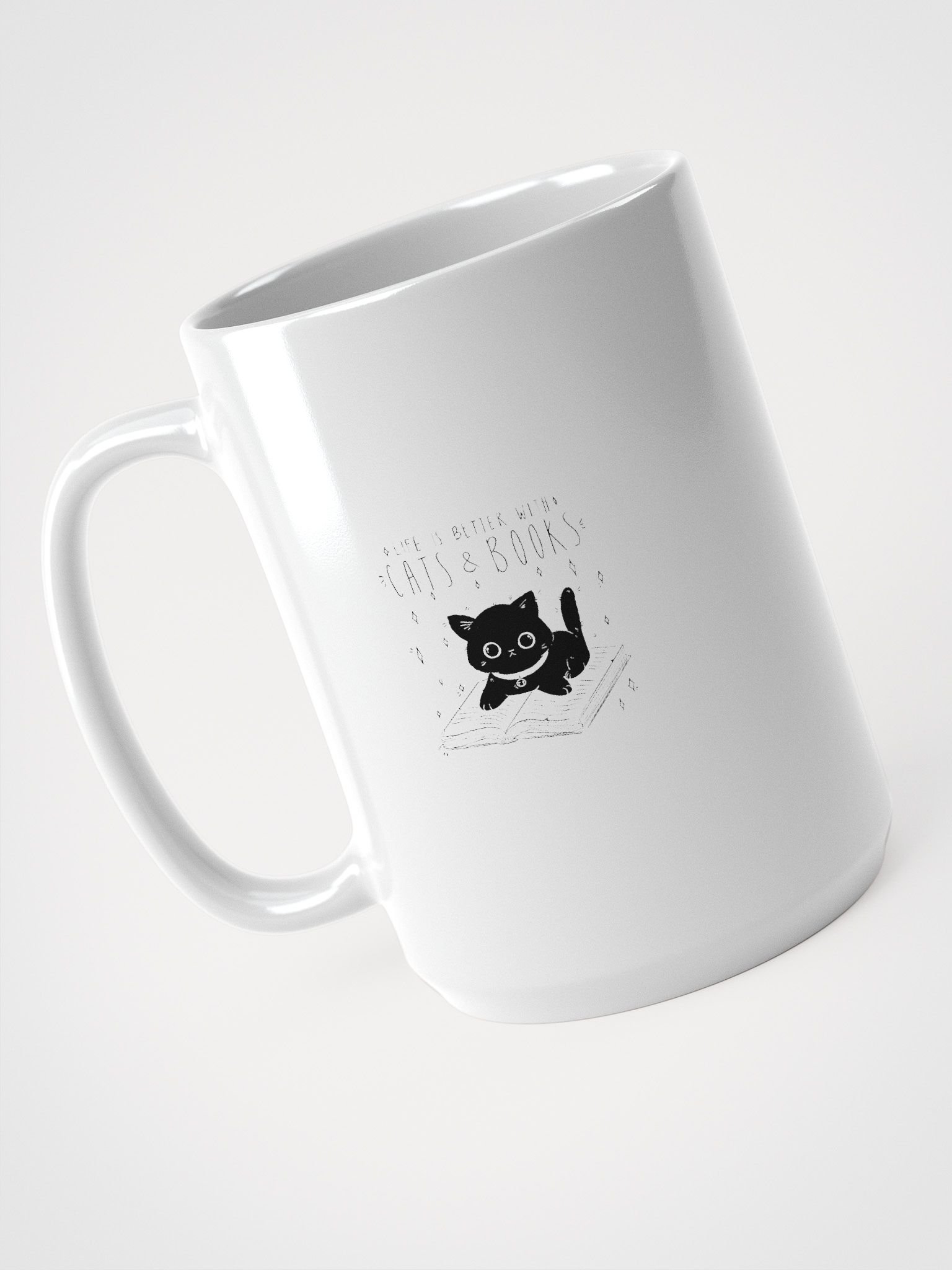 Cats and Books White Glossy Mug product image (4)