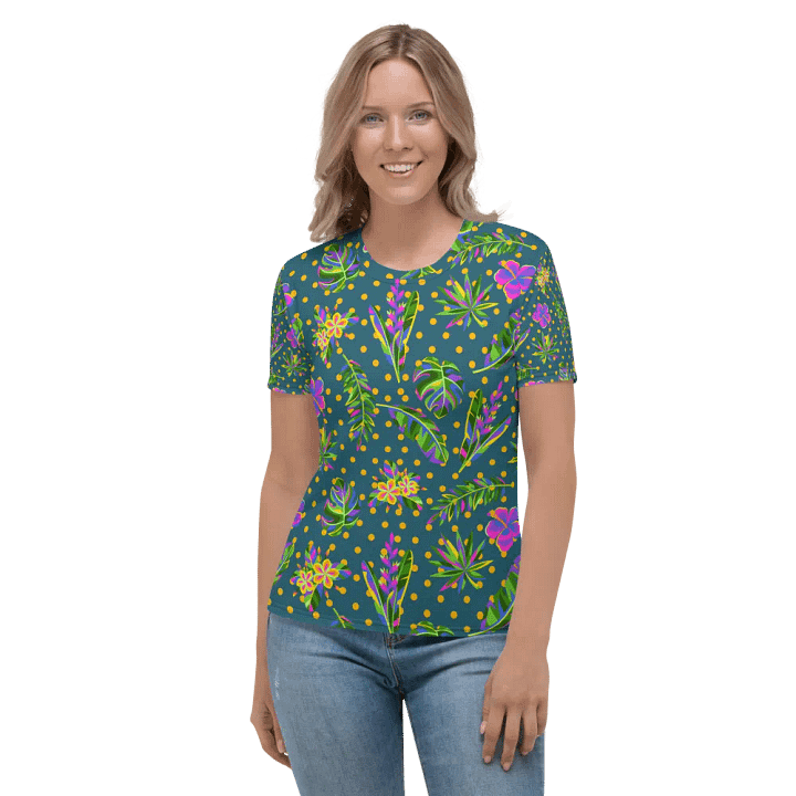 Ladies T shirt all over print tropical design product image (2)