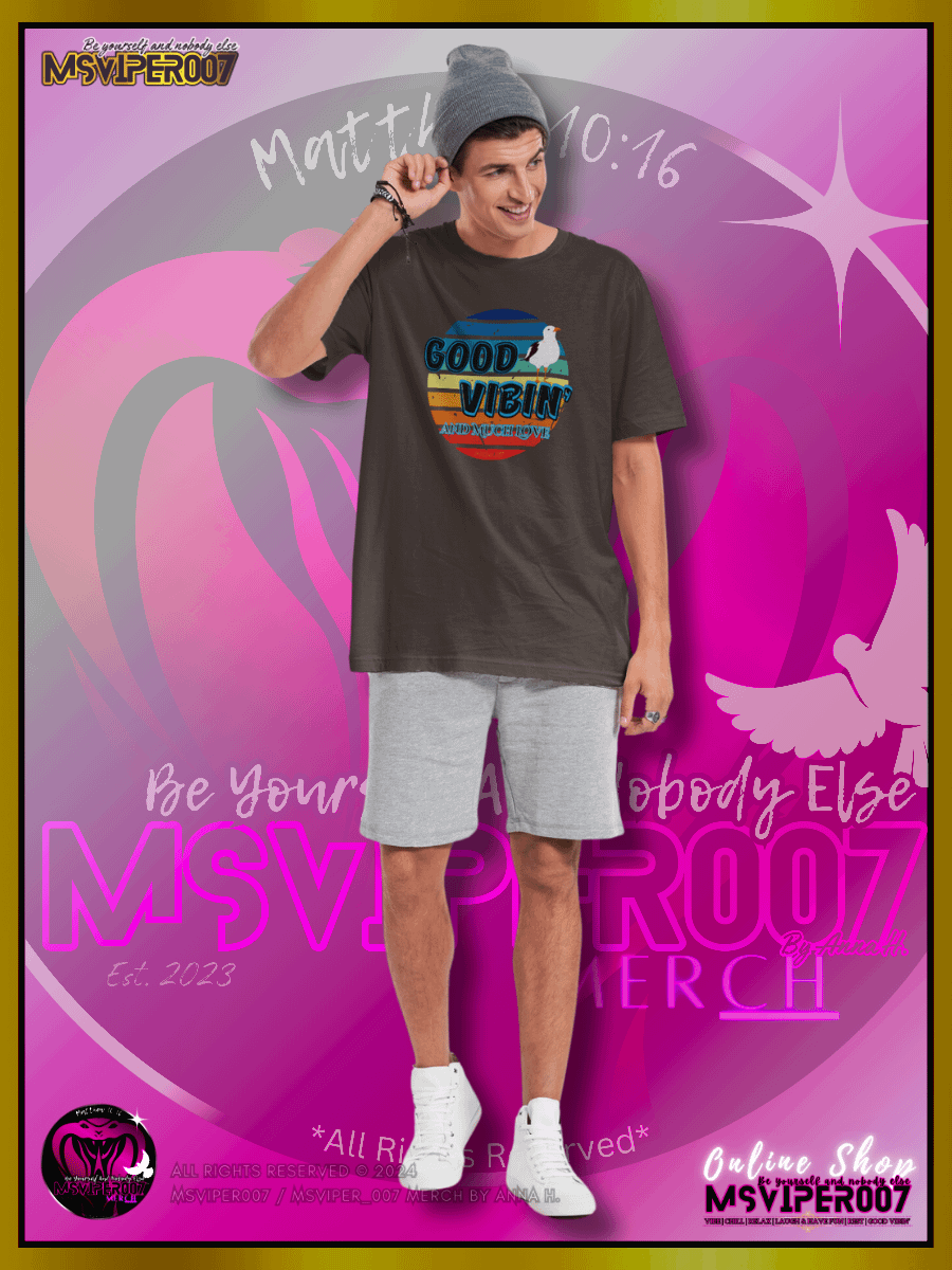 T-Shirt - MsViper007's "Good Vibin' and Much Love™ [Retro/Coastal]" Gaming Comfort T-shirt By Anna H. product image (7)
