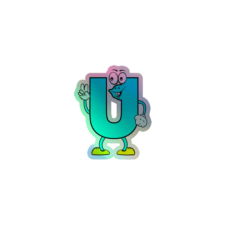 U Letter Cartoon Character Holographic Sticker product image (1)
