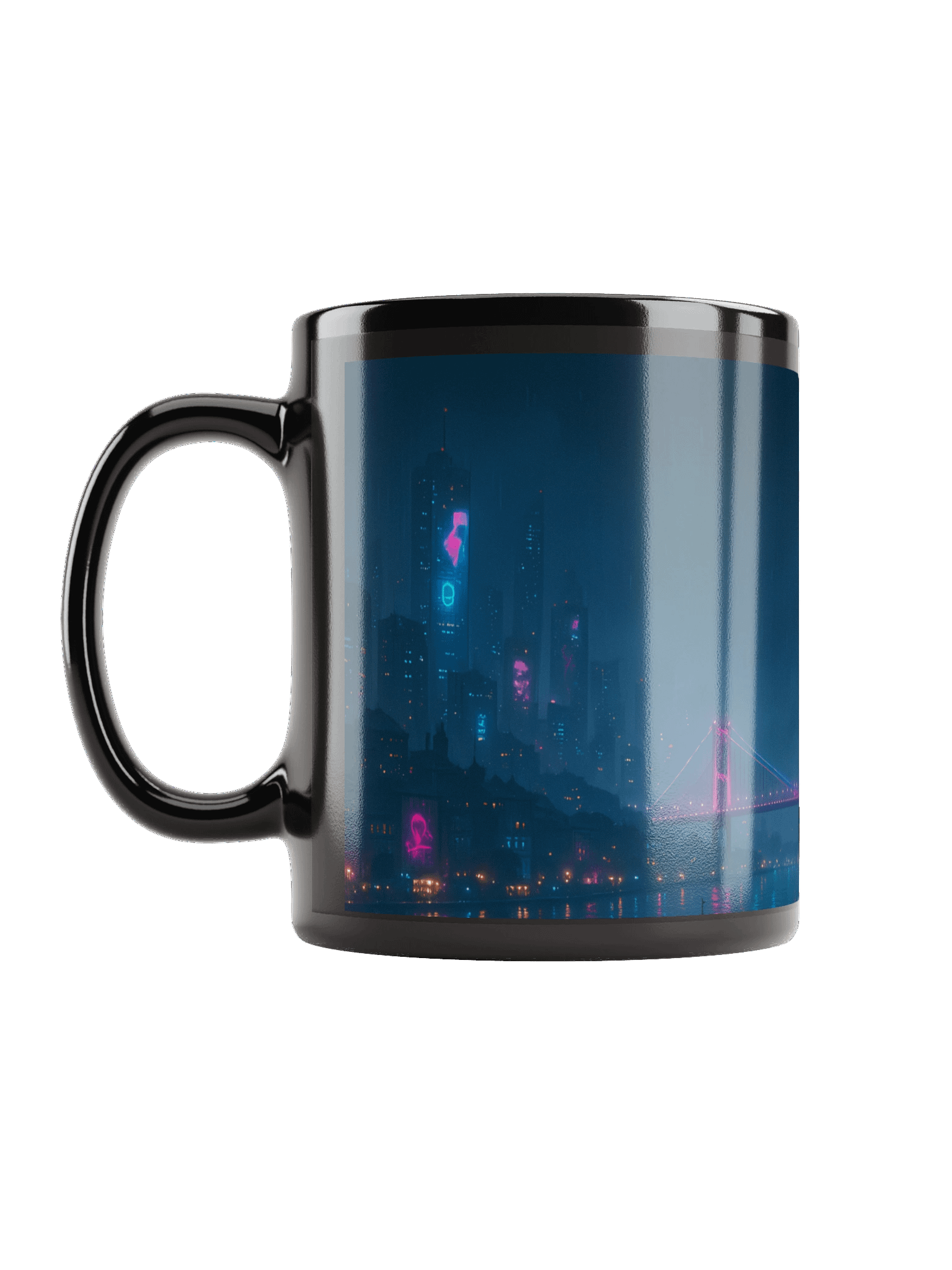 Cyberpunk Istanbul Bosphorus Mug - Glossy Black Ceramic Coffee Cup (11oz / 15oz, Dishwasher & Microwave Safe) product image (6)