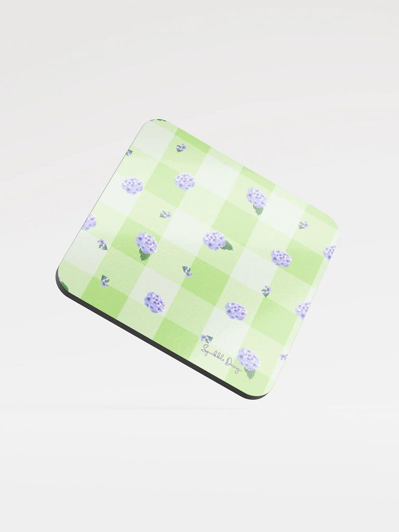 Hydrangeas on Green Gingham Coasters
