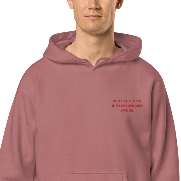 L.C. HEADPHONES ON (red) embroidered pigment hoodie product image (2)