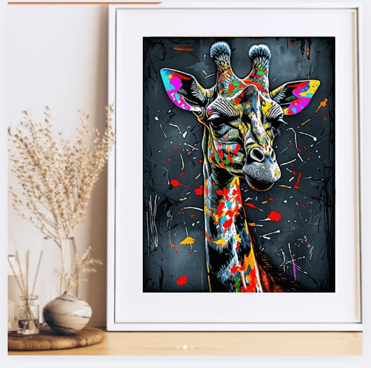 Giraffe Canvas Wall Art | Safari Animal Print | Bold Nursery Decor | Animal Portrait | product image (1)