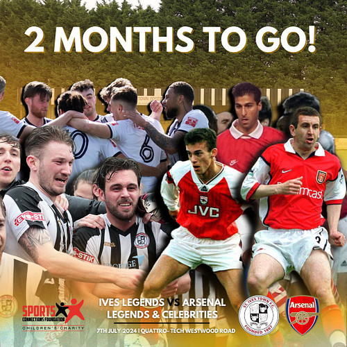 2 MONTHS TO GO! 📆

Mark your calendars, it's 2 months today until St Ives Legends vs Arsenal Legends & Celebrities! ✨