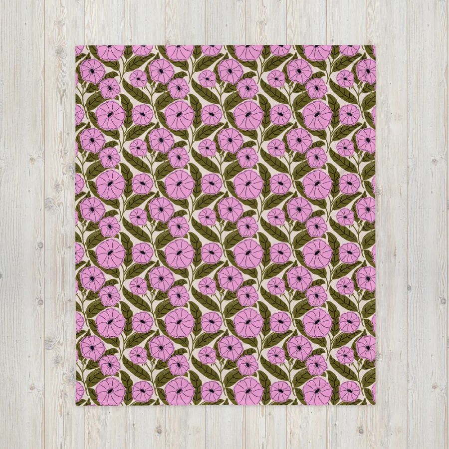 Dipladenia Dreams - Pink and Green - Throw Blanket product image (3)