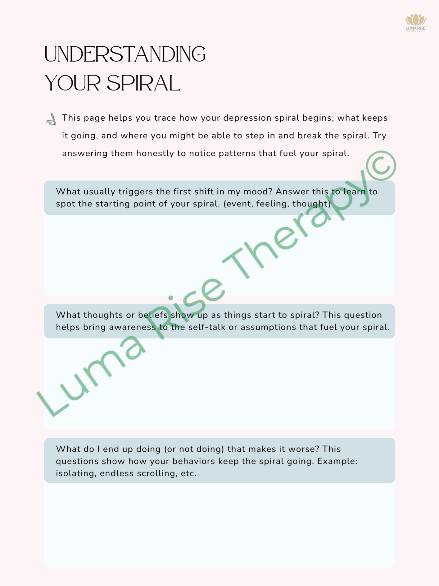 Finding Light in the Fog: Therapy-aligned Workbook for Depression Support product image (4)