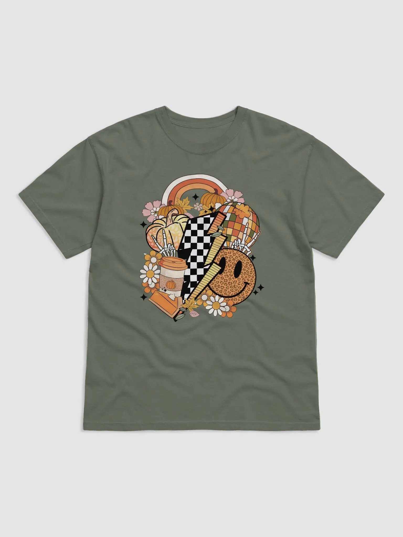 Fall and Halloween Elements Collage T-Shirt | Maximalist Fall and Halloween T-Shirt Design product image (18)