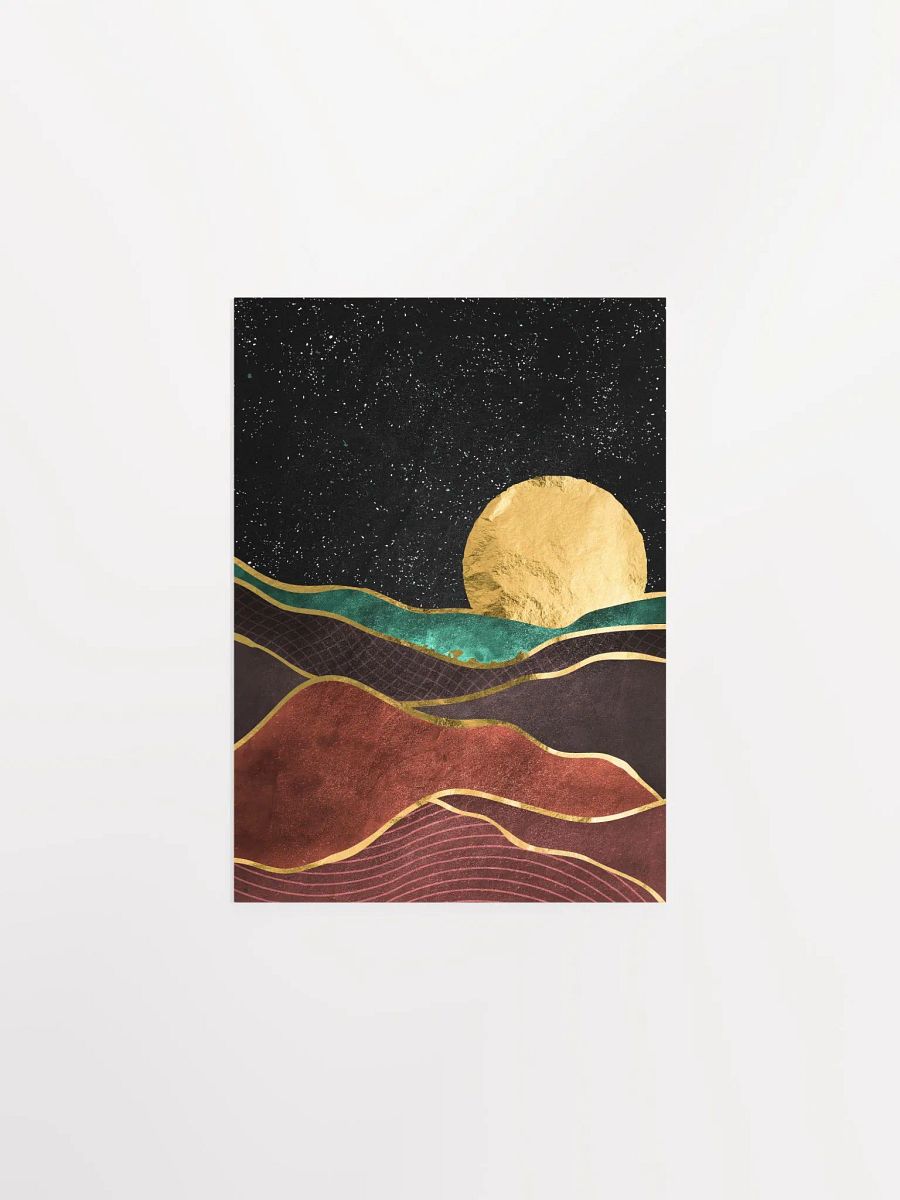 Golden landscape with moon #1 — Japanese golden poster, travel poster, aesthetic poster product image (6)