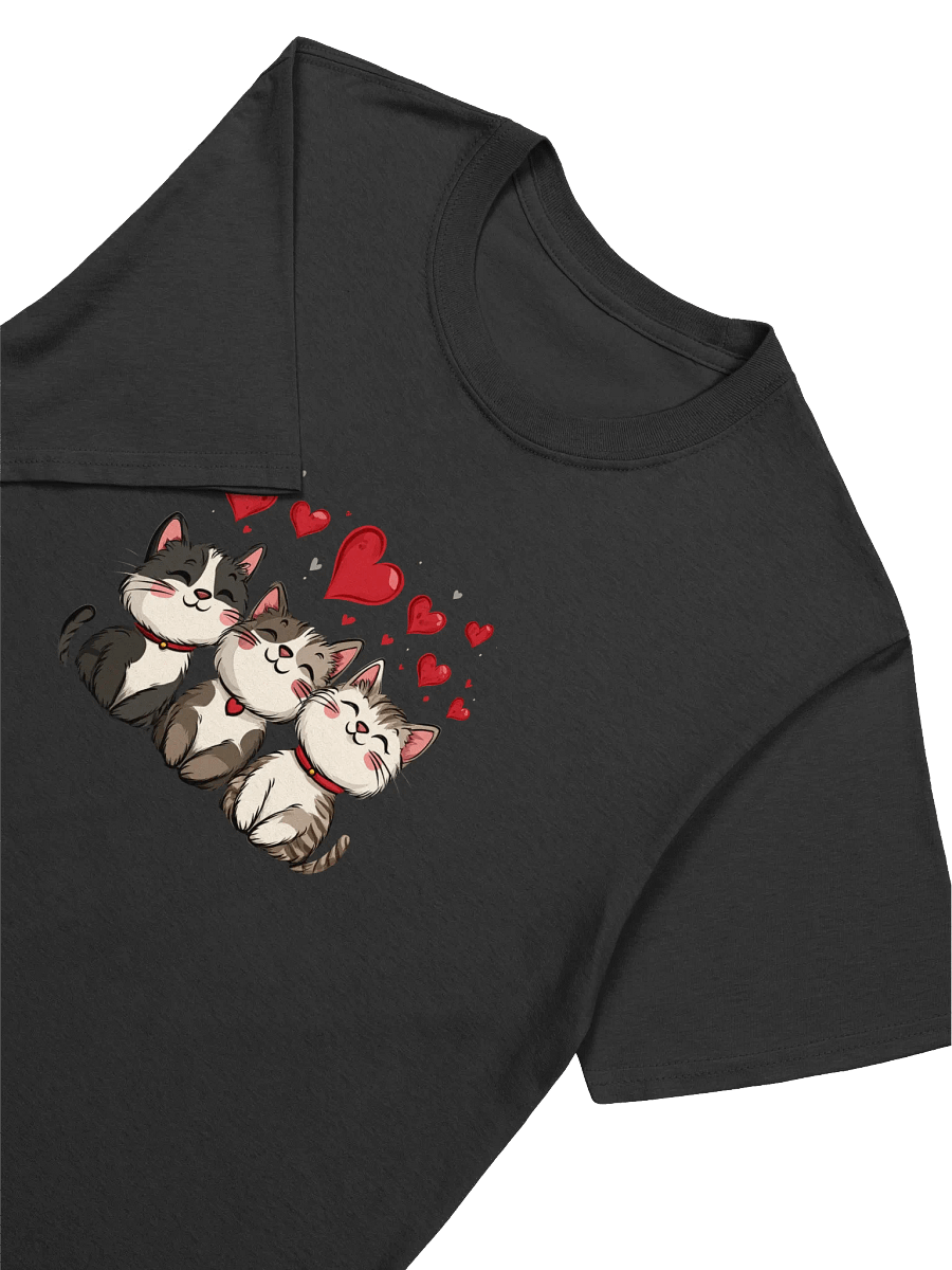 Cute Cats and Red Hearts Valentine’s Day Unisex T-Shirt product image (3)