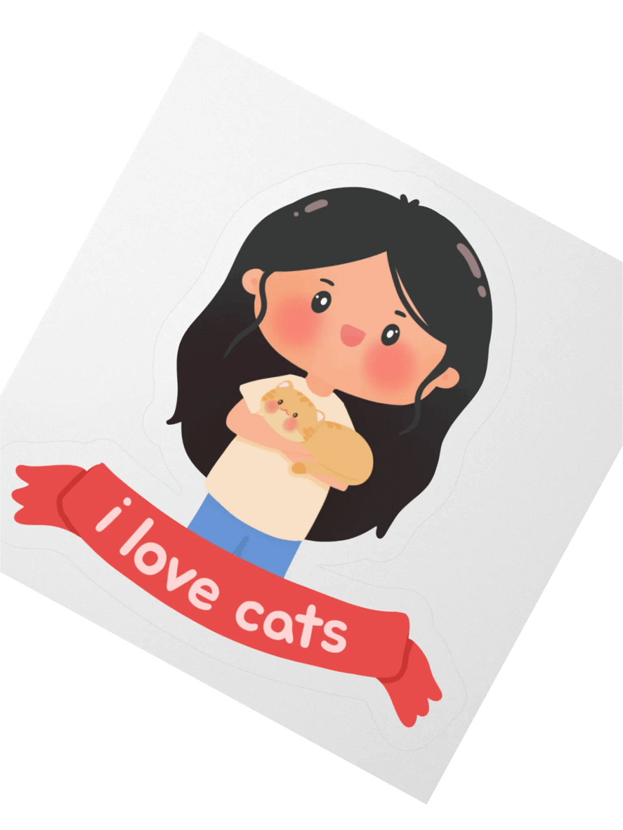 I love cats! Girl with Orange Cat Vinyl Sticker product image (3)