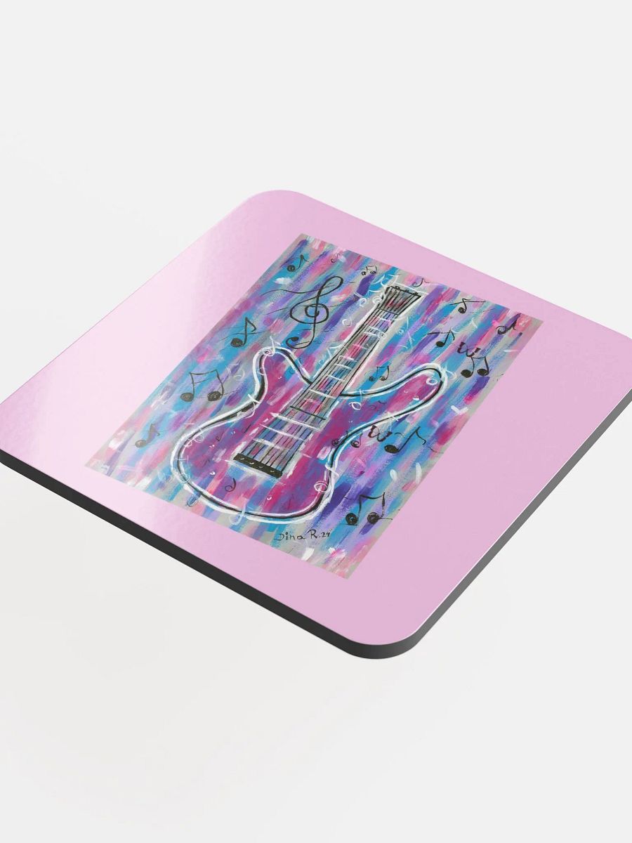 My Guitar (art by Dina R.) acrylic painting picture Glossed Cork Coaster product image (4)