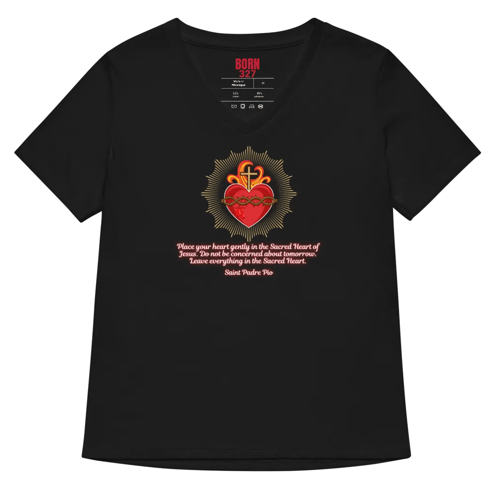 Sacred Heart of Jesus Relaxed V-Neck Tee product image (5)